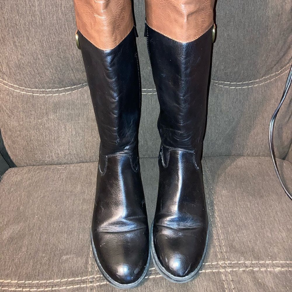 MADE FOR TARGET - WOMEN’S BLACK/BROWN FAUX LEATHER BOOTS / SZ 8.5